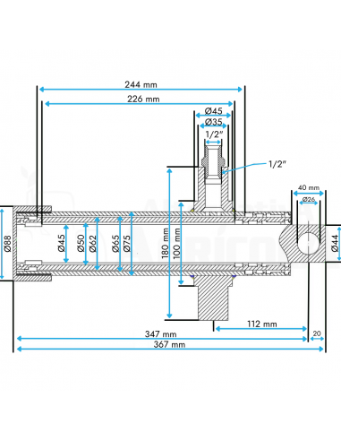 Cilindro Telescópico para remolque basculante hasta 2.5tn cogidas superior