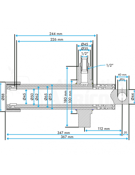 Cilindro Telescópico para remolque basculante hasta 2.5tn cogidas superior