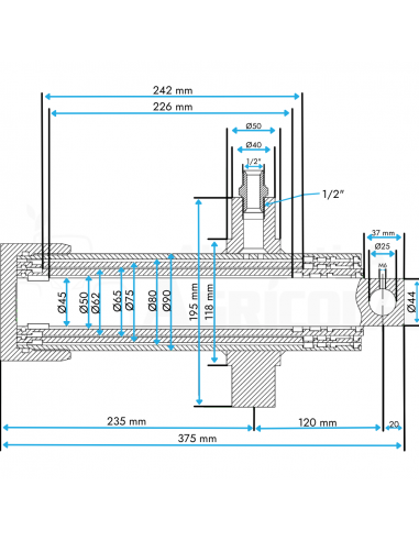 Cilindro Telescópico para remolque basculante hasta 4tn muñones 40mm