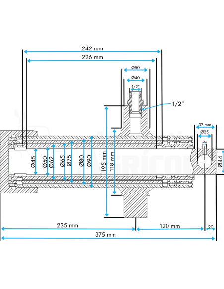 Cilindro Telescópico para remolque basculante hasta 4tn muñones 40mm