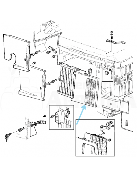 Tapa chapa lateral derecha capó tractor John Deere S 5015, 6000, 6010
