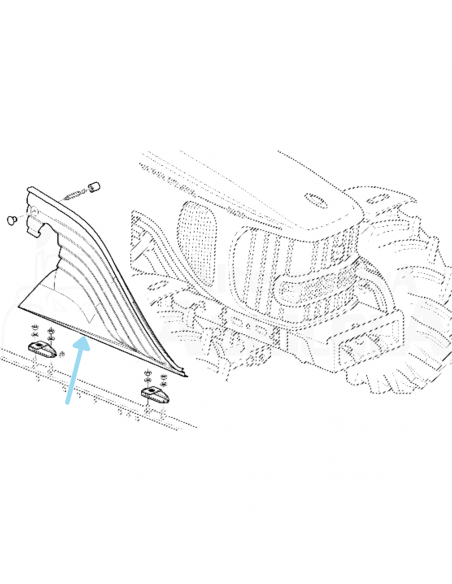 Tapa chapa lateral derecha capot tractor John Deere Serie 5020, 6020 4 cilindros