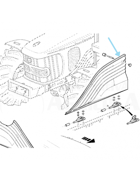 Tapa chapa lateral izquierda capó tractor John Deere Serie 5020 y 6020 4 cilindros