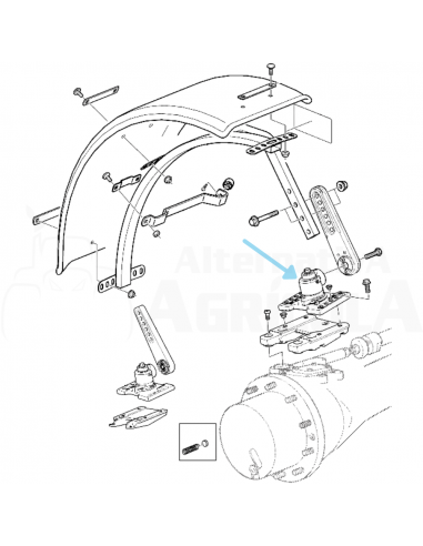 Soporte derecho con sistema de giro para guardabarros tractor John Deere