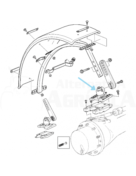 Soporte derecho con sistema de giro para guardabarros tractor John Deere