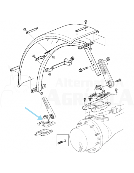 Soporte izquierdo con sistema de giro para guardabarros tractor John Deere