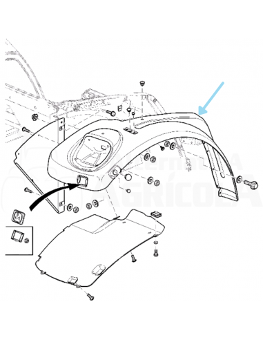 Guardabarros metálico Derecho para Tractores John Deere de la serie 6020 y 6030