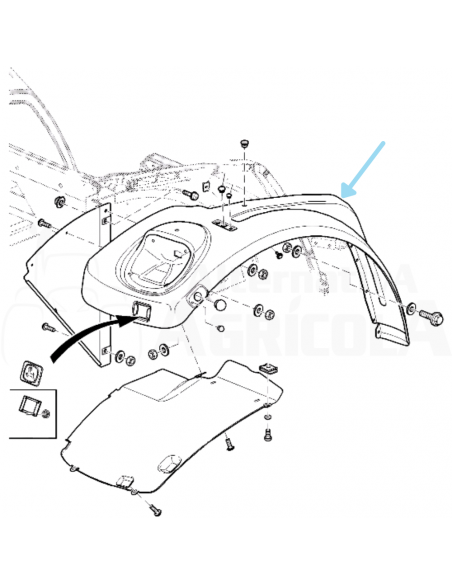 Guardabarros metálico Izquierdo para Tractores John Deere de la serie 6020 y 6030