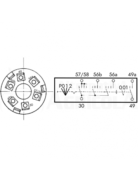 Conmutador de luces 4 posiciones con claxon Tractor Fiat