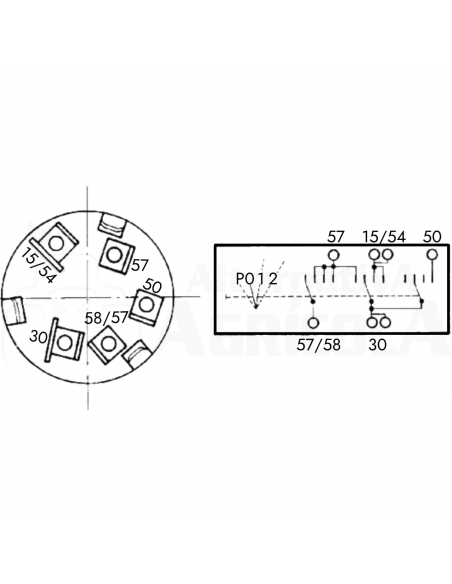 Llave conmutador contacto y arranque tractor Fiat