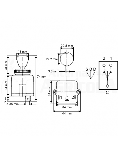 Interruptor conmutador intermitencias Tractores Fiat