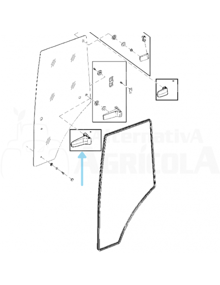 Bisagra Inferior de plástico puerta Derecha AL179832  John Deere