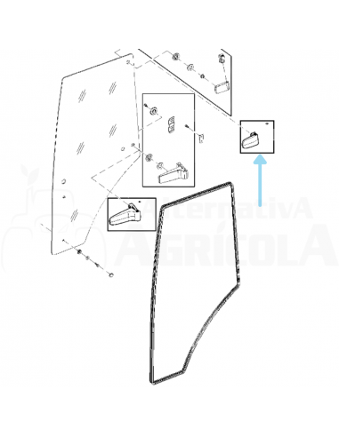 Bisagra Superior de plástico puerta Izquierda AL179829 John Deere S/6000