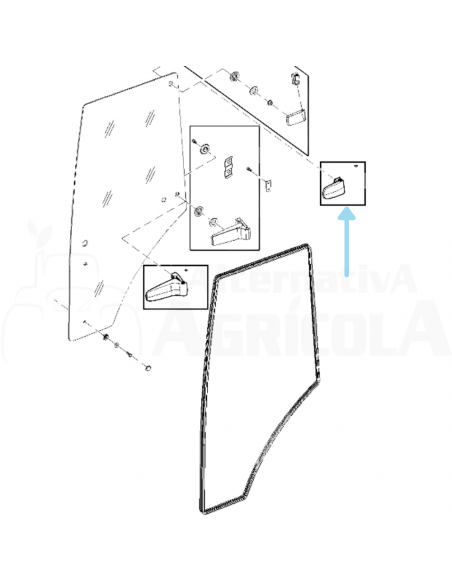 Bisagra Superior de plástico puerta Izquierda AL179829 John Deere S/6000