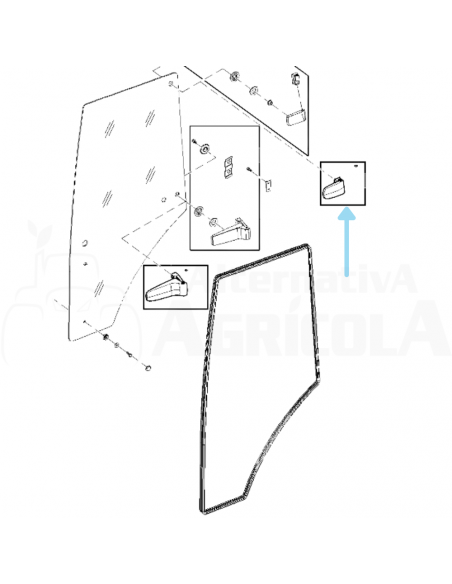 Bisagra Superior de plástico puerta Derecha tractor John Deere S/6000