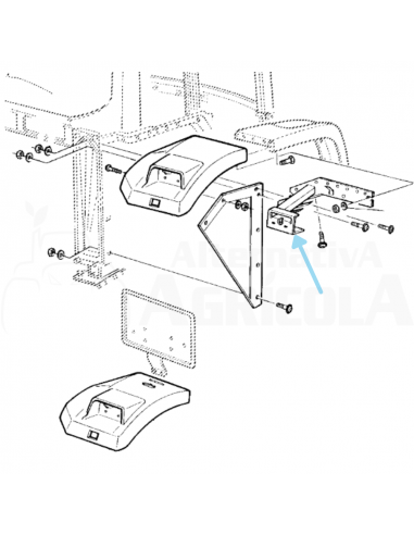 Soporte guardabarros rueda trasera lado Derecho John Deere Serie 6000, 6010