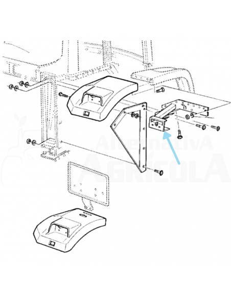 Soporte guardabarros rueda trasera lado Derecho John Deere Serie 6000, 6010
