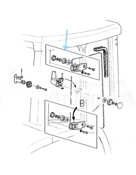 Juego completo bisagra ventana lateral AL71331 John Deere