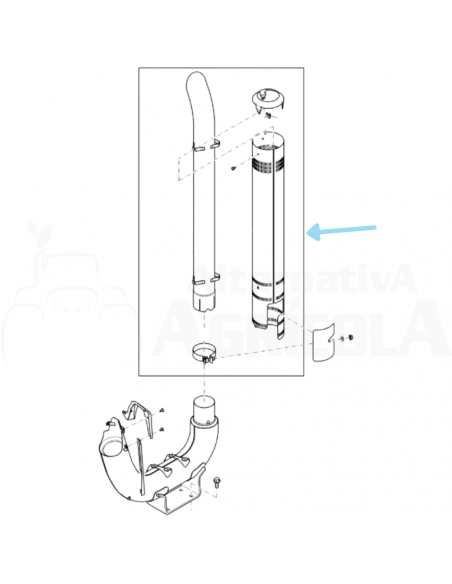 Silencioso con rejilla de escape tractor John Deere Serie M y R