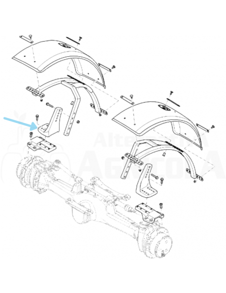 Soporte derecho de fundición para guardabarros tractor John Deere