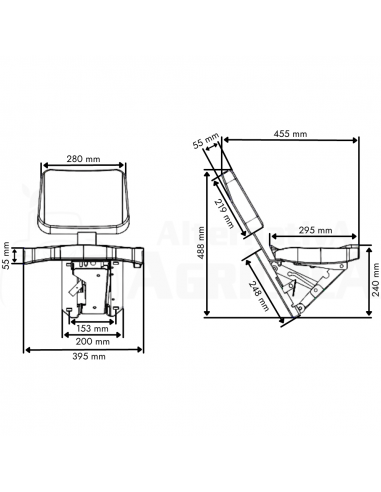 Asiento del acompañante o copiloto para tractor John Deere Series 6000, 6010, 6020, 6030...