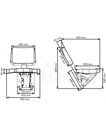 Asiento del acompañante o copiloto para tractor John Deere Series 6000, 6010, 6020, 6030...