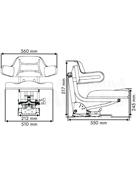 Asiento basic line amarillo amortiguación trasera base regulable en inclinación