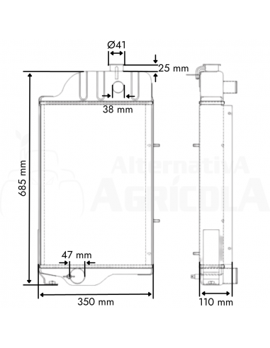 Radiador John Deere 1630,1635,4cil con radiador de aceite