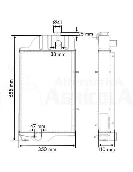 Radiador John Deere 1630,1635,4cil con radiador de aceite