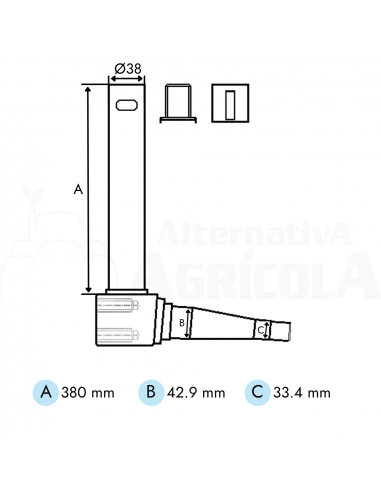 Mangueta dirección Tractor John Deere 380mm Ø38mm