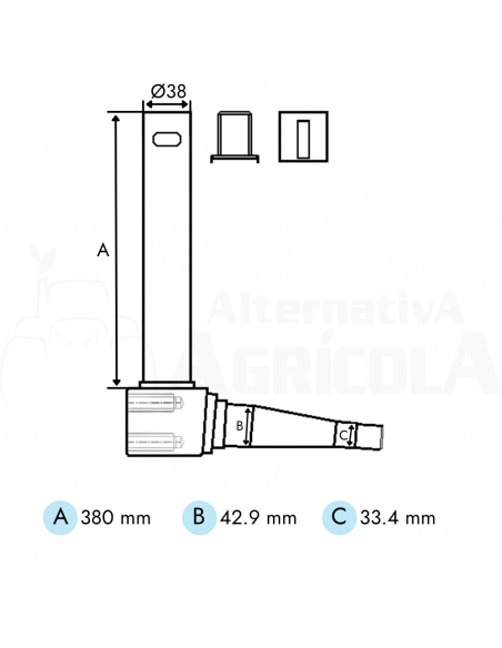 Mangueta dirección Tractor John Deere 380mm Ø38mm