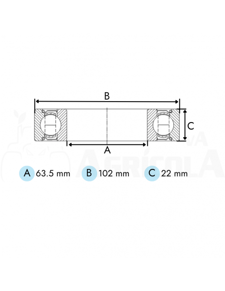 Rodamiento de transmisión 63.5 x 100 x 22 mm