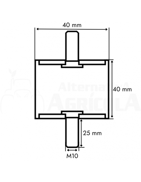 Soporte Taco Silentblock Macho/Macho Ø40x40