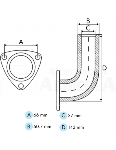 Codo colector escape tractotr Massey Ferguson