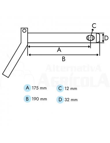 Bulón 32 x 175 mm con asa y cadena