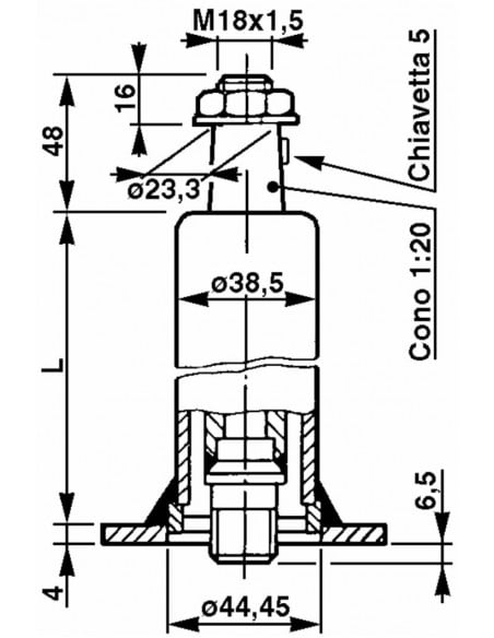 Columna caña de dirección para orbitrol 249mm longitud