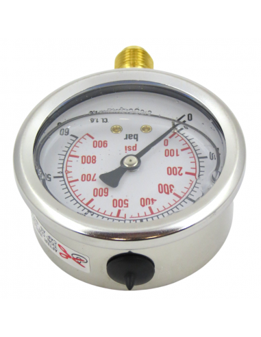 Manómetro vertical de glicerina rosca 1/4"  Inox presión 0-60bar1/4"  Inox presión 0-60bar
