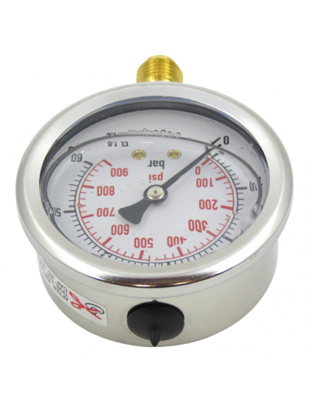Manómetro vertical de glicerina rosca 1/4"  Inox presión 0-60bar1/4"  Inox presión 0-60bar