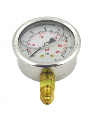 MANOMETRO GLICERINA INOX 63MM 0-10