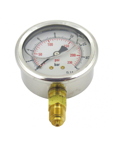 MANOMETRO GLICERINA INOX 63MM 0-10