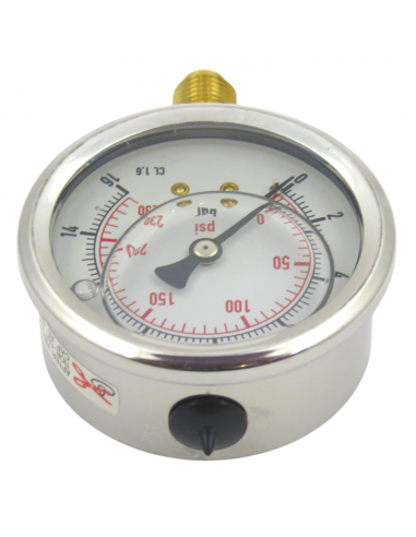 MANOMETRO GLICERINA INOX 63MM 0-10
