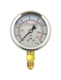 MANOMETRO GLICERINA INOX 63MM 0-10