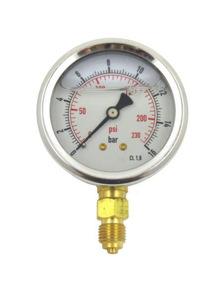 MANOMETRO GLICERINA INOX 63MM 0-10
