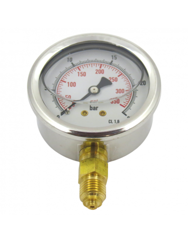 MANOMETRO GLICERINA INOX 63MM 0-25