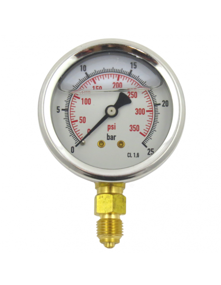 MANOMETRO GLICERINA INOX 63MM 0-25