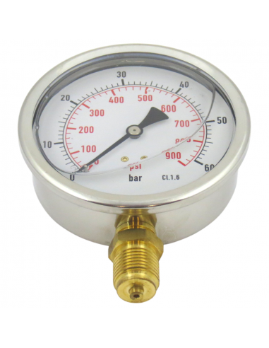 MANÓMETRO GLICERINA INOX. Ø 100 MM. 0-60 BAR.