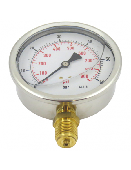 MANÓMETRO GLICERINA INOX. Ø 100 MM. 0-60 BAR.