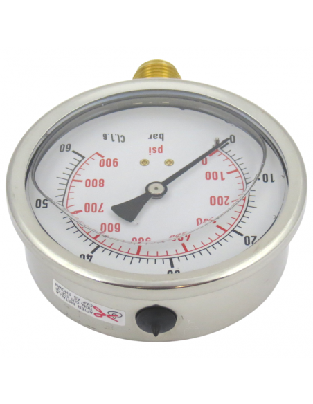 MANÓMETRO GLICERINA INOX. Ø 100 MM. 0-60 BAR.