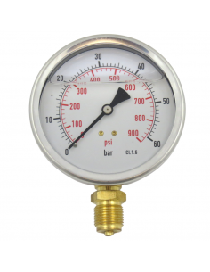 MANÓMETRO GLICERINA INOX. Ø 100 MM. 0-60 BAR.