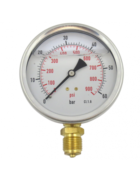 MANÓMETRO GLICERINA INOX. Ø 100 MM. 0-60 BAR.